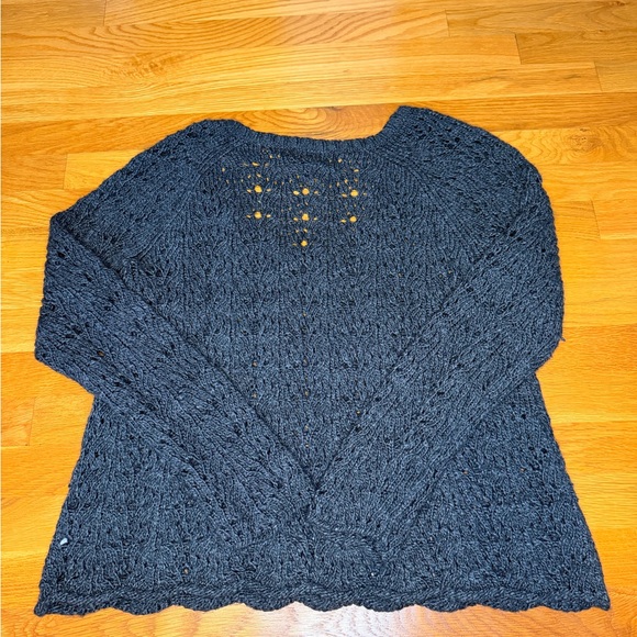 American Eagle Outfitters Open Knit Sweater XL Gray Boho Chunky Pullover - Picture 6 of 7